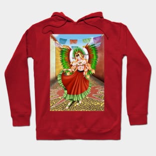 Christmas Quetzalcoatl Skirt Rudos Mask Background Hoodie